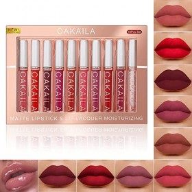 Lot de 10 couleurs de rouge à lèvres liquide mat, rouge à lèvres liquide nude velouté, brillant à lèvres imperméable longue d