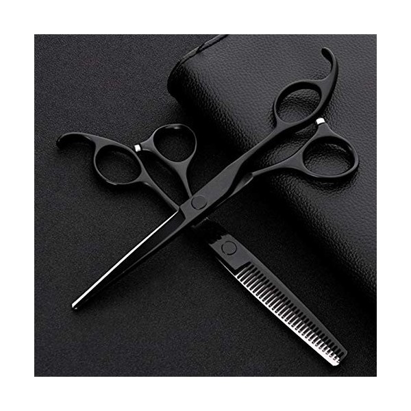 WJY Ciseaux Coiffure Ciseaux de Coupe de Cheveux Kit Ciseaux Cheveux 440 Acier 6 Pouces Noir Ciseaux Cheveux Set de Coupe Bar