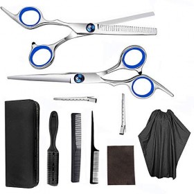 Iwinna Hair Cutting Scissors Set Professional Stainless Steel Hairdresser Shears Set for with Comb Clips Barber Cape Brush Cl