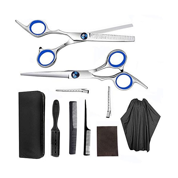 Iwinna Hair Cutting Scissors Set Professional Stainless Steel Hairdresser Shears Set for with Comb Clips Barber Cape Brush Cl