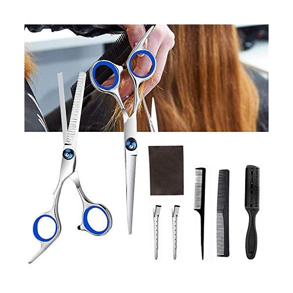 Iwinna Hair Cutting Scissors Set Professional Stainless Steel Hairdresser Shears Set for with Comb Clips Barber Cape Brush Cl