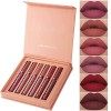 6 Couleurs Set Rouge à Lèvres Liquide Mat, mat rouge à lèvres nude ensemble velouté longue durée antiadhésif tasse, cadeau de