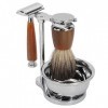 Ensemble de Toilettage Professionnel pour Hommes avec Brosse à Barbe, Outil de Coupe, Bol à Savon, Support et Savon – Kit Com