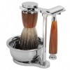 Ensemble de Toilettage Professionnel pour Hommes avec Brosse à Barbe, Outil de Coupe, Bol à Savon, Support et Savon – Kit Com