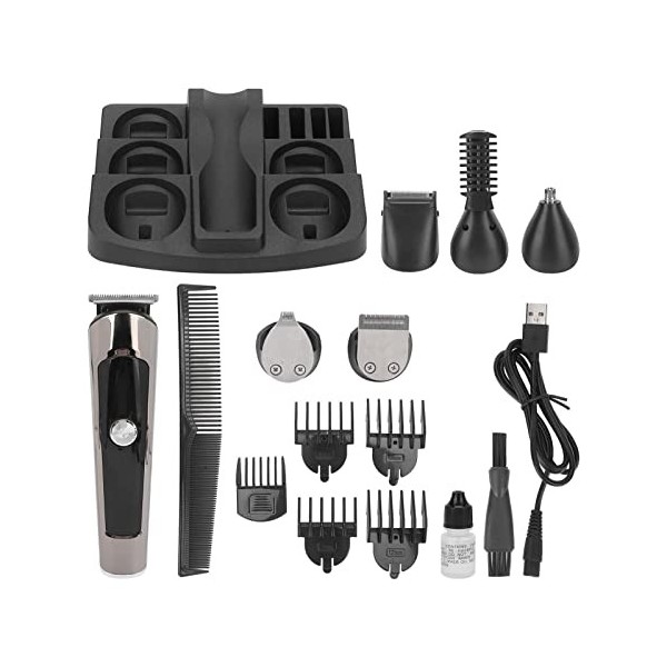 Dekaim Tondeuse à Cheveux Électrique, IPX7 Étanche Barbe Nez Cheveux Rasage 5 Peignes Guide Rechargeable Coupe de Cheveux Kit