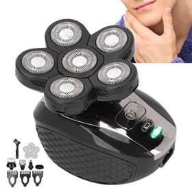 Fyearfly Rasoirs de tête, rasoirs de tête électriques étanches 5 en 1 kit de toilettage Sec Humide avec 6 têtes de Lame rotat
