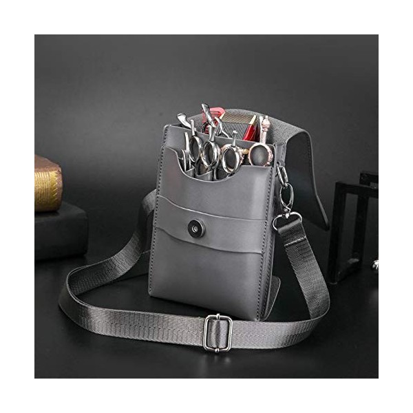 JTRHD Ceinture de coiffeur en cuir pour ciseaux de coiffeur couleur : gris, dimensions : 21 x 13 x 4 cm 