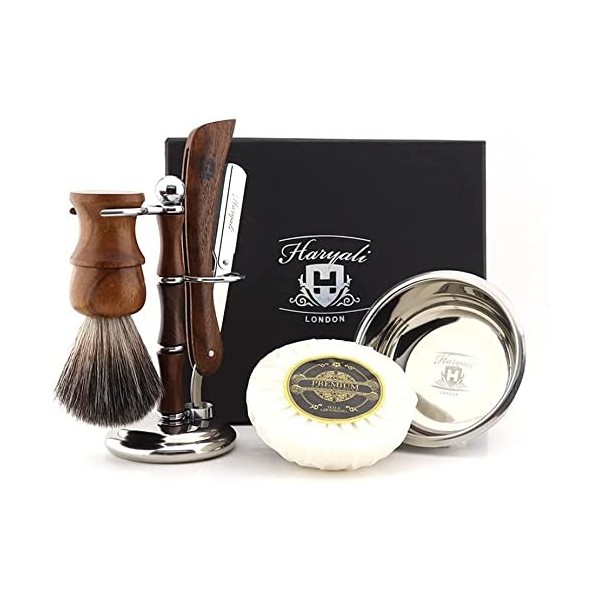 Haryali London Coffret cadeau de rasage en bois gravé pour un être cher sans nom gravé 