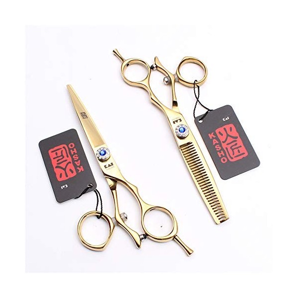 Couper les cheveux Ciseaux Kit - 5.5,6.0" Poignée Ciseaux Dilution coiffure professionnel Rotating Set haut de gamme 440C - s