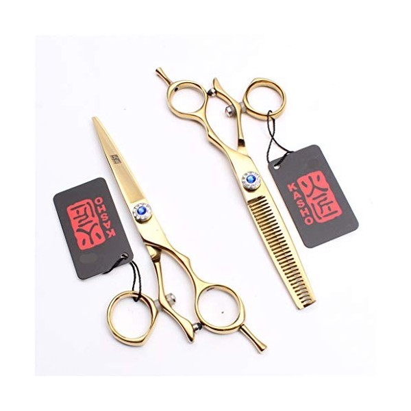 Or Professionnel Ciseaux de Coiffure Set 5.5/6.0 Pouces Haut de Gamme de Sharp Ciseaux de Coiffure, texturation Ciseaux Dilut