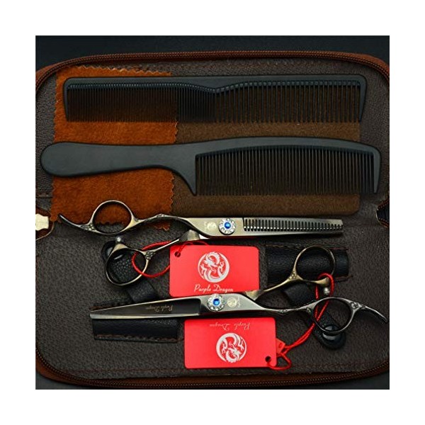 Professionnel Haut de Gamme Gaucher Coiffeur Noir 5.5/6.0 Pouces Set Ciseaux de Coiffure Salon de Coiffure rhéofluidifiant Ha