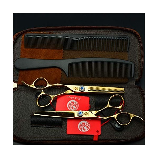 Professionnel Haut de Gamme gauchère Salon de Coiffure 5.5/6.0 Pouces dor Plum poignée Ciseaux de Coiffure Set Barber rhéofl