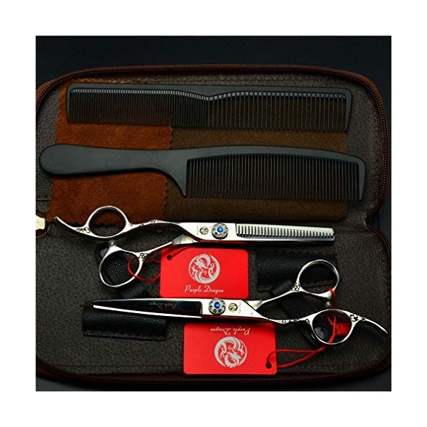 Professionnel Haut de Gamme gauchère 5.5/6.0 Pouces Silver Set Plum poignée Salon de Coiffure Ciseaux de Coiffure Salon de Co