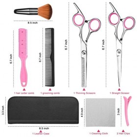 ZJZ 10 pièces/Ensemble Ensemble de Ciseaux de Coiffeur, Ensemble doutils de Ciseaux de Coupe de Cheveux Professionnels, kit 