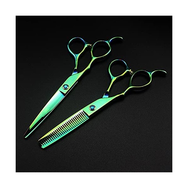 RIJPEX Kit de Ciseaux de Coupe de Cheveux Professionnel Japon 440c Ciseaux de Cheveux Verts pour Gaucher Coupe de Cheveux Ami