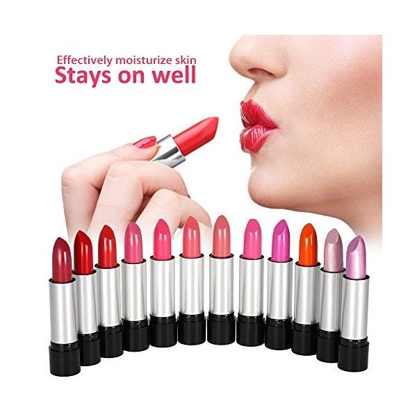 12 Couleur Set Rouge à Lèvres, Layhou Rouge à Lèvres Glossy la Baume Facile à Porter Lipstick, Longue Tenue Waterproof Lipsti