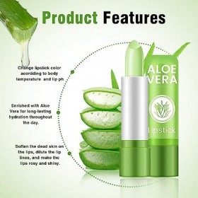 8pcs Aloe Vera Rouge à LèVres Tenue Longue Baume à LèVres DéColoration De La TempéRature Aloe Vera Brillant à LèVres Baume à 