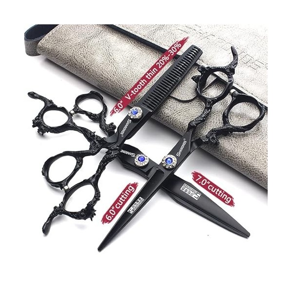 Ciseaux de coiffeur professionnels de 6/7 / 8/9 pouces ciseaux de coupe à haute efficacité 6 + 7 pouces - 3PC 