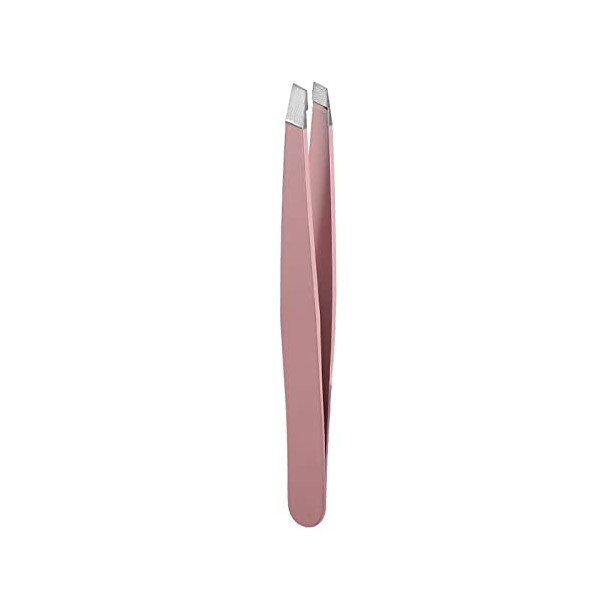 VANGLI Tweezers Hair Removal Tweezers Stainless Steel Eyebrow Tweezers Pink Slanted Black Tip Point Face Harmless Makeup Beau