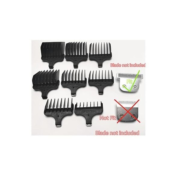 YANHAO 1X Lame en T de Rasoir + 8X Peigne Guide de Tondeuse à Cheveux 1- 8,1/8quot.-1quot., Remplacement de 3-25mm for Wahl 