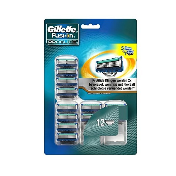 Gillette Fusion ProGlide Lot de 12 lames de rasoir pour hommes