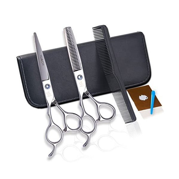 C Kit de ciseaux de coupe de cheveux pour gaucher, ciseaux de coiffure de 6 pouces, ciseaux de coupe de cheveux à coupe plate