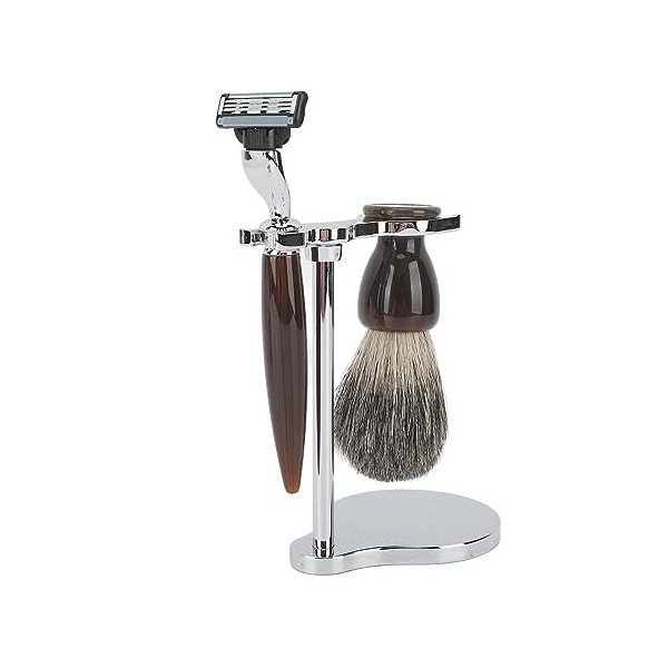 Ensemble de Rasage Vintage avec Support en Alliage Brosse Bol à Savon Ensemble Doutils Complet Rangement Pratique