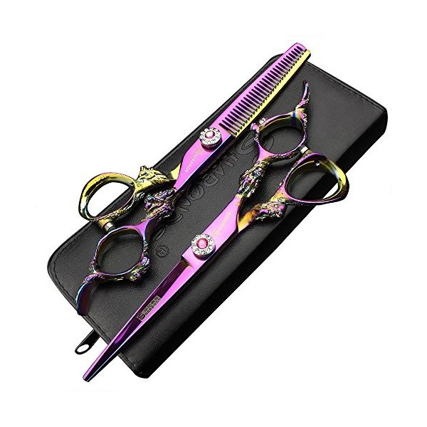 Sharonds violet 5,5/6 / 7 pouces exquis 440c professionnel coiffeur salon de coiffure ciseaux spéciaux 6 pouces - 3PC 