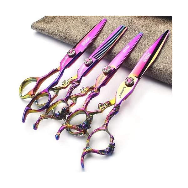 Sharonds violet 5,5/6 / 7 pouces exquis 440c professionnel coiffeur salon de coiffure ciseaux spéciaux 6 pouces - 3PC 