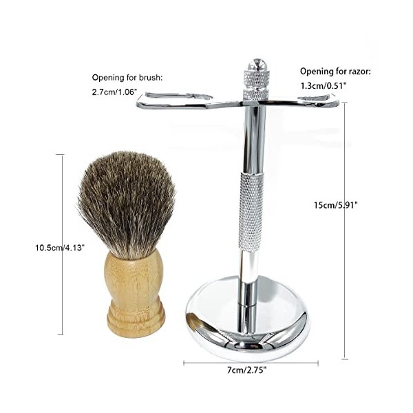 GHQYP Pratique Support de Brosse de Rasoir pour Hommes, kit doutils de Support de Rasage Droit de sécurité à 3 Bords Doubles