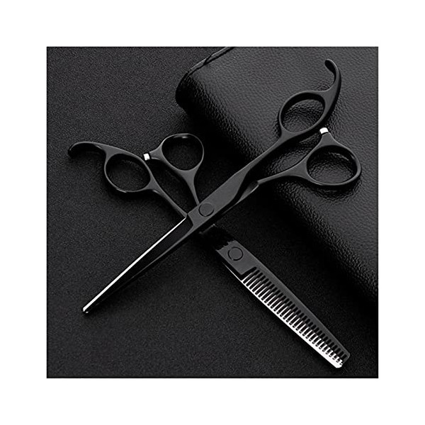 OUYOXI 6 pouces Black Barber Scissors, Hairthinning, Barber Scissors, Coiffeur’s Scissors Couleur : Set Amincissement 