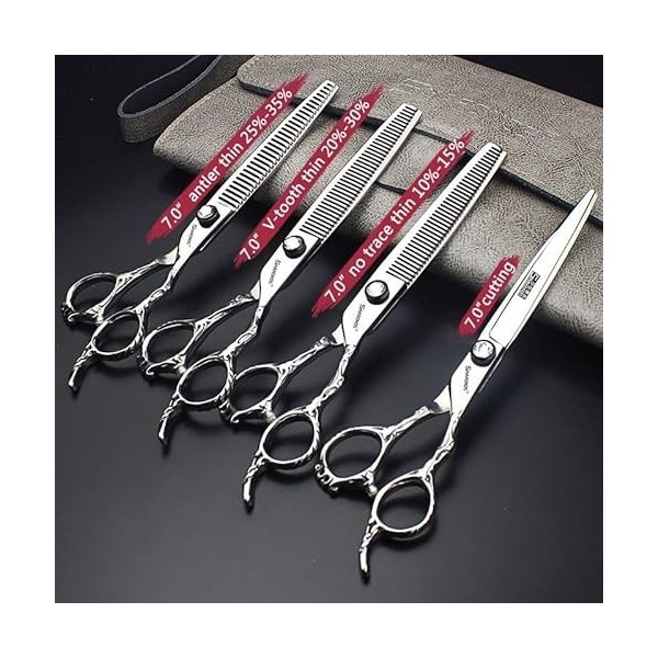 Lot de 4 ciseaux à cheveux professionnels de 15,2 cm en acier inoxydable 440 C