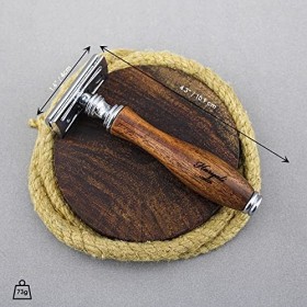 Kit de rasage professionnel pour homme - Rasoir de sécurité en poils synthétiques noirs - Support de rasage - Bol de rasage p