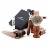 Jag Shaving Kit de rasage durable 3 pièces en bois, rasoir à 3 tranchants, blaireau de rasage super blaireau de rasage élégan