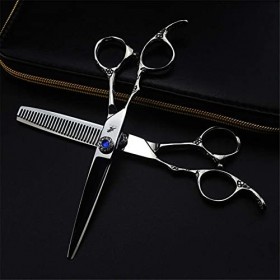 Ciseaux de soin de cheveux de chat de chien, 440C Professional 6.0 pouces ciseaux de coiffeur de main gauche cisaillement pla