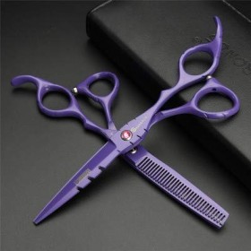 LLDKA Ciseaux De Coiffure Set 7.0 Pouces Peinture Noire Professionnelle Ciseaux À Effiler Gaucher pour Salon De Coiffure ou À