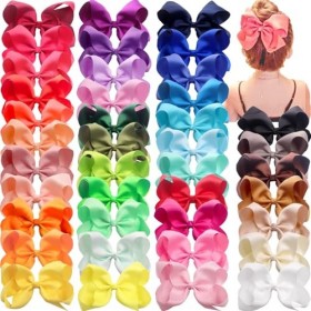 JOYOYO 40 Colors 6 Inch Big Large Hair Bows for Girls Multi-colored Grosgrain Ribbon Hair Bow With Alligator Clips Hair Acces