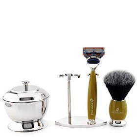 Blaireau à cinq bords compatibles avec une cartouche de rasoir et une brosse à cheveux synthétiques noire avec double support