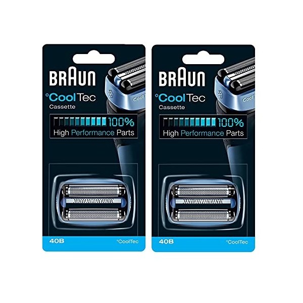 Braun 40 B Mens Rasierer Cooltec Foil & Cutter Pack Set Tête Remplacement Cassette, 2 Comte