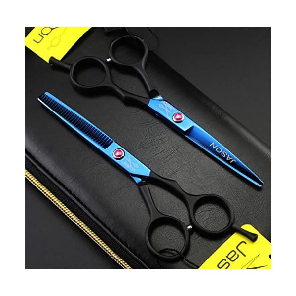 KOAIEZ Ensembles De Ciseaux De Coupe De Cheveux Professionnels Bleus De 5,5 Pouces, Cisaillements Texturisants De Salon Multi