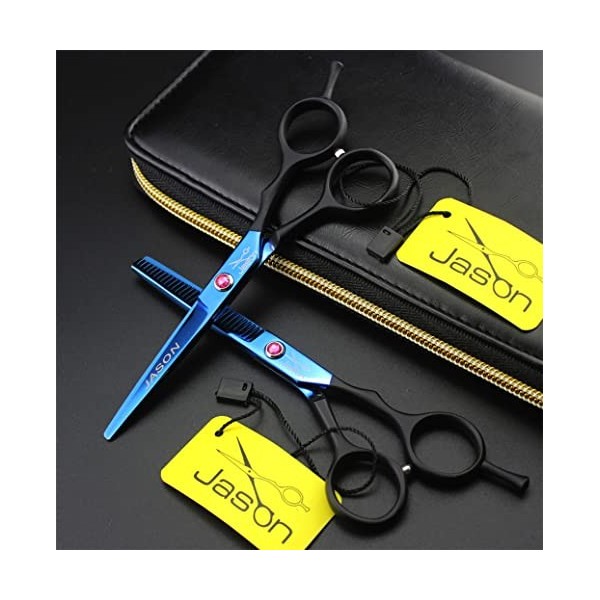 KOAIEZ Ensembles De Ciseaux De Coupe De Cheveux Professionnels Bleus De 5,5 Pouces, Cisaillements Texturisants De Salon Multi