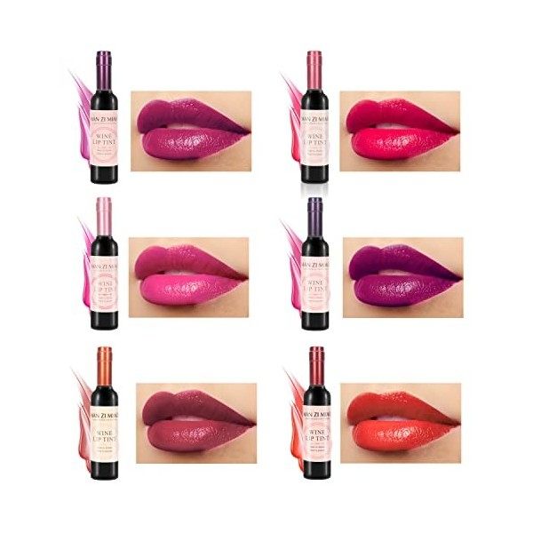 6 Couleurs Rouge à Lèvre Waterproof Longue Tenue,Liquide Mat Hydratant Brillant Maquillage à Lèvres,Lipstick Design à La Mode