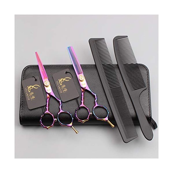 Ciseaux de coiffure professionnels pour droitiers de 5,5 pouces haut de gamme simple queue de barbier cisaillement 440C en ac
