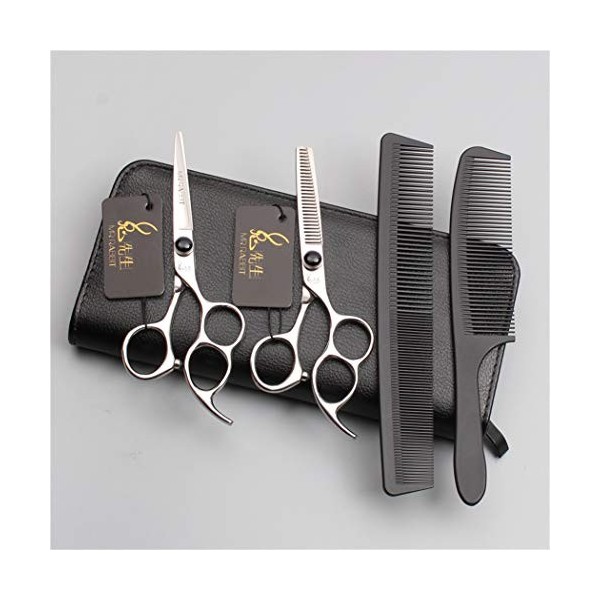 Lot de 4 ciseaux de coiffure professionnels pour droitier 14,9 cm/15,2 cm, ciseaux à effiler haut de gamme en acier 440 C pou