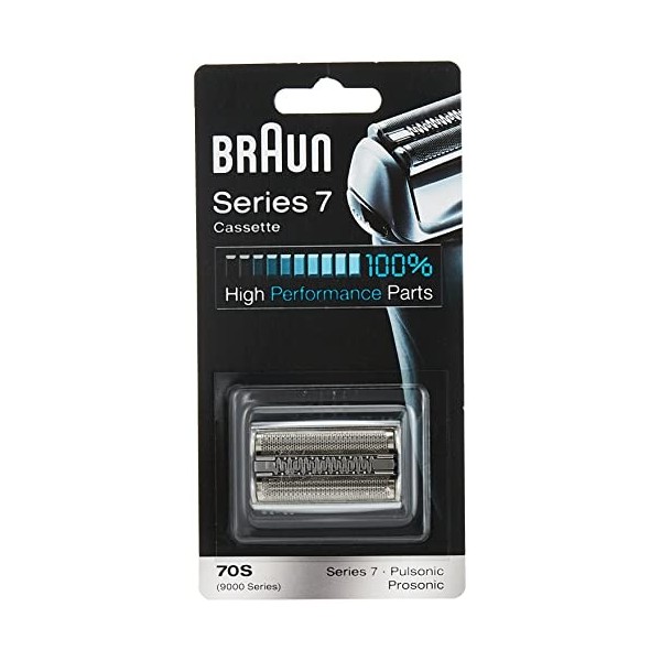 Braun Pièce de Rechange 70S Argentée pour Rasoir Compatible avec Rasoirs Series 7, 1 Pièce & Clean And Renew Recharge De Cart