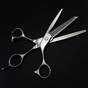 Ciseaux de coupe de cheveux, professionnels 440c 6 pouces 2 en 1 coupe de cheveux + ciseaux à cheveux multi-lames amincissant...