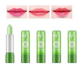 5PCS 99% Aloe Vera Rouge à Lèvres,Temperature À Lèvres Couleur Changer De Longue Durée Lèvre Durable Hydratant Nutritritious 