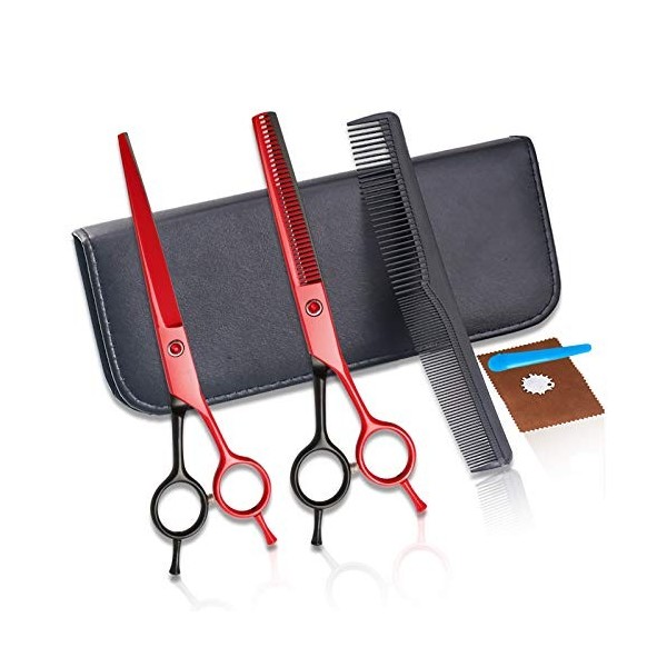 RIJPEX Kit de ciseaux de coupe de cheveux 7,0 pouces Ensemble de ciseaux de coiffure professionnels en acier inoxydable Cisea