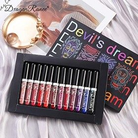 Skynest 12 Couleur Set Rouge à Lèvres Brillant Liquide Mat Longue Tenue Waterproof Shimmer Matte Liquid Lipstick Nude