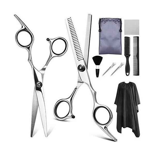 MKYOKO Ensemble de Coiffure 9 PCS Ciseaux de Coiffure Professionnels Kit de Coupe de Cheveux Ciseaux de Coupe de Cheveux Cise